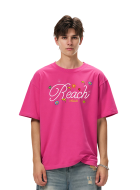 RASP美式涂鸦小鸟仿珍珠印花短袖国潮牌新款圆领宽松男女纯棉T恤