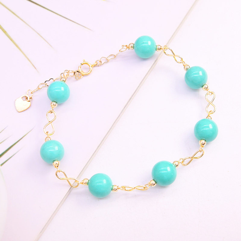 몽골 소나무 녹색 소나무 팔찌 심플하고 우아한 단일 원형 팔찌 가볍고 고급스럽고 패셔너블한 14K 골드 충전 변색되지 않는 맞춤 팔찌