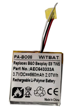 适用B&O Beoplay E8 TWS蓝牙耳机充电盒电池AEC643333A