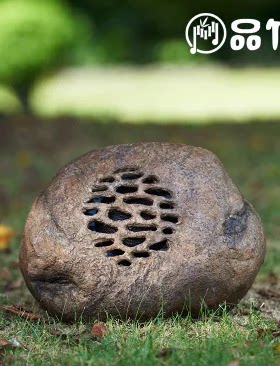 品竹新品太阳能户外蓝牙无线低音炮园林花园仿真石头防水别墅音箱