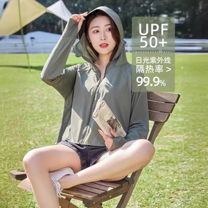 2025防晒衣夏季防紫外线新款轻薄透气冰丝连帽黑胶防晒服骑行