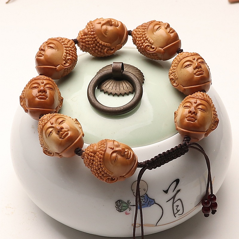 纯手工橄榄核手串大日如来佛祖文玩雕刻释迦摩尼佛头吊坠男阿弥陀