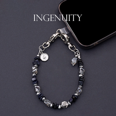 水晶点缀蓝沙石手提链