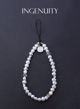 匠心手工坊巴洛克天然珍珠纯白手机链挂绳手腕款气质女款手机挂饰