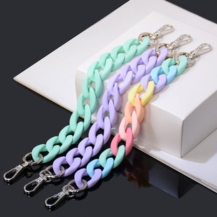女包时尚纯色亚克力树脂链马卡龙橡皮手感漆拆卸女包装饰延长链条
