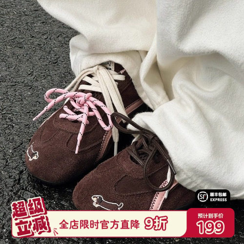 猫与沙发复古平底赛车鞋腊肠狗