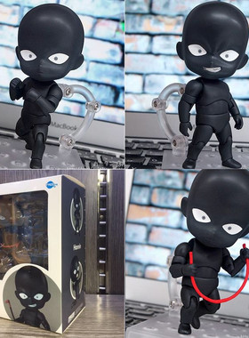 潮玩模型 粘土人878 名侦探柯南 黑影 犯人q版换脸手办关节人偶