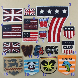 毛衣布贴花 卫衣装饰贴 裤兜 裤子补丁贴  星条旗 米字旗（线缝）