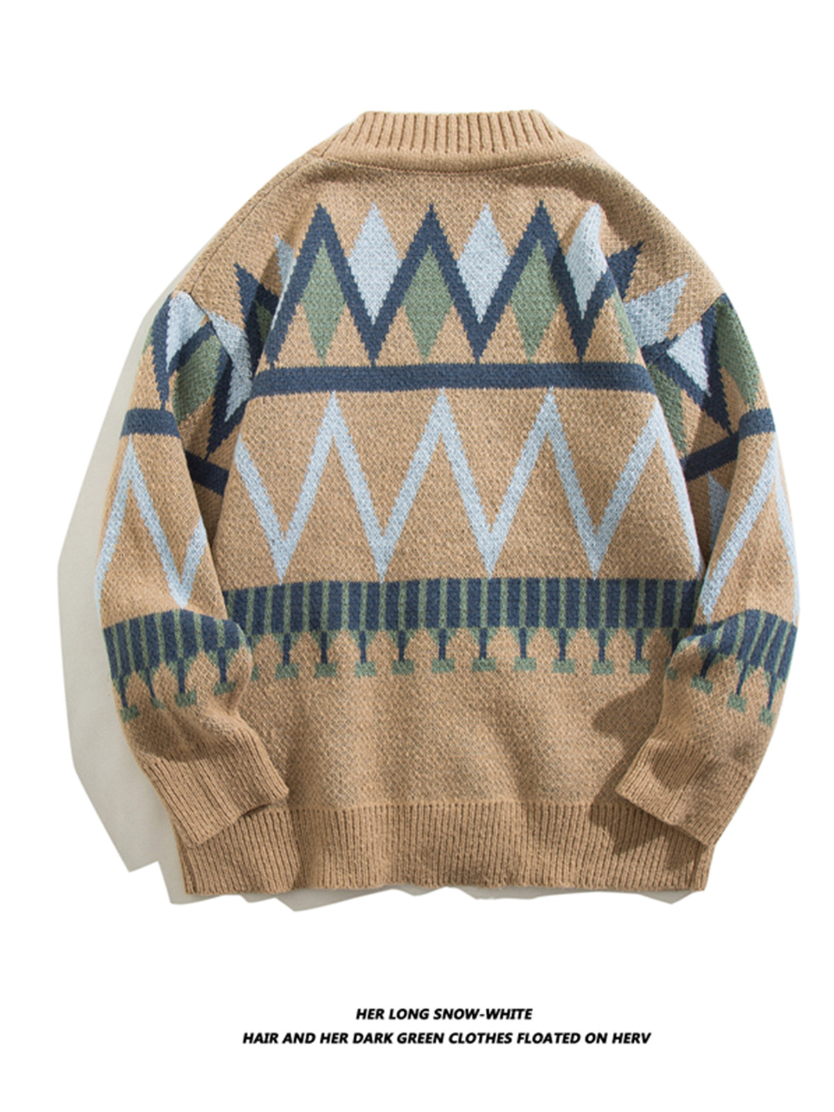 가을 겨울 남성용 일본식 복고풍 자카드 가디건 스웨터 트렌드 루즈하고 다양한 마름모 캐주얼 니트 재킷