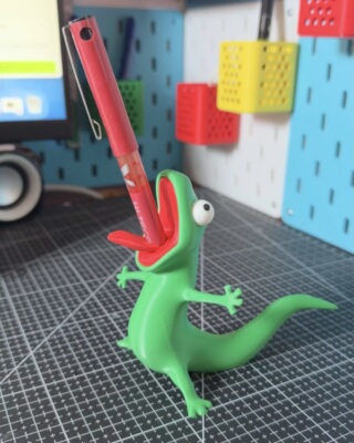 蜥蜴Tom造型笔架笔座河狸变身计划Hoppers按压笔圆珠笔可换笔芯
