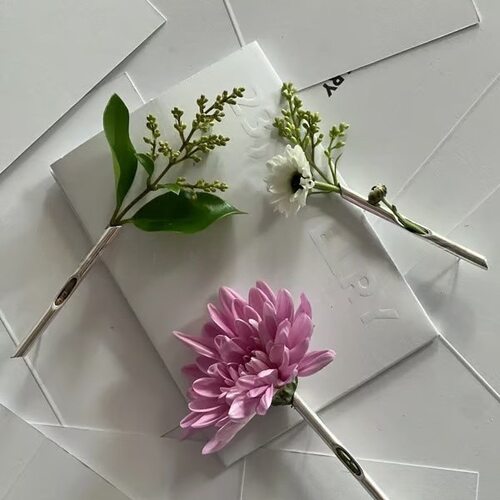 新品Sterling Silver Flower Brooch可自由插花的试管花瓶胸针