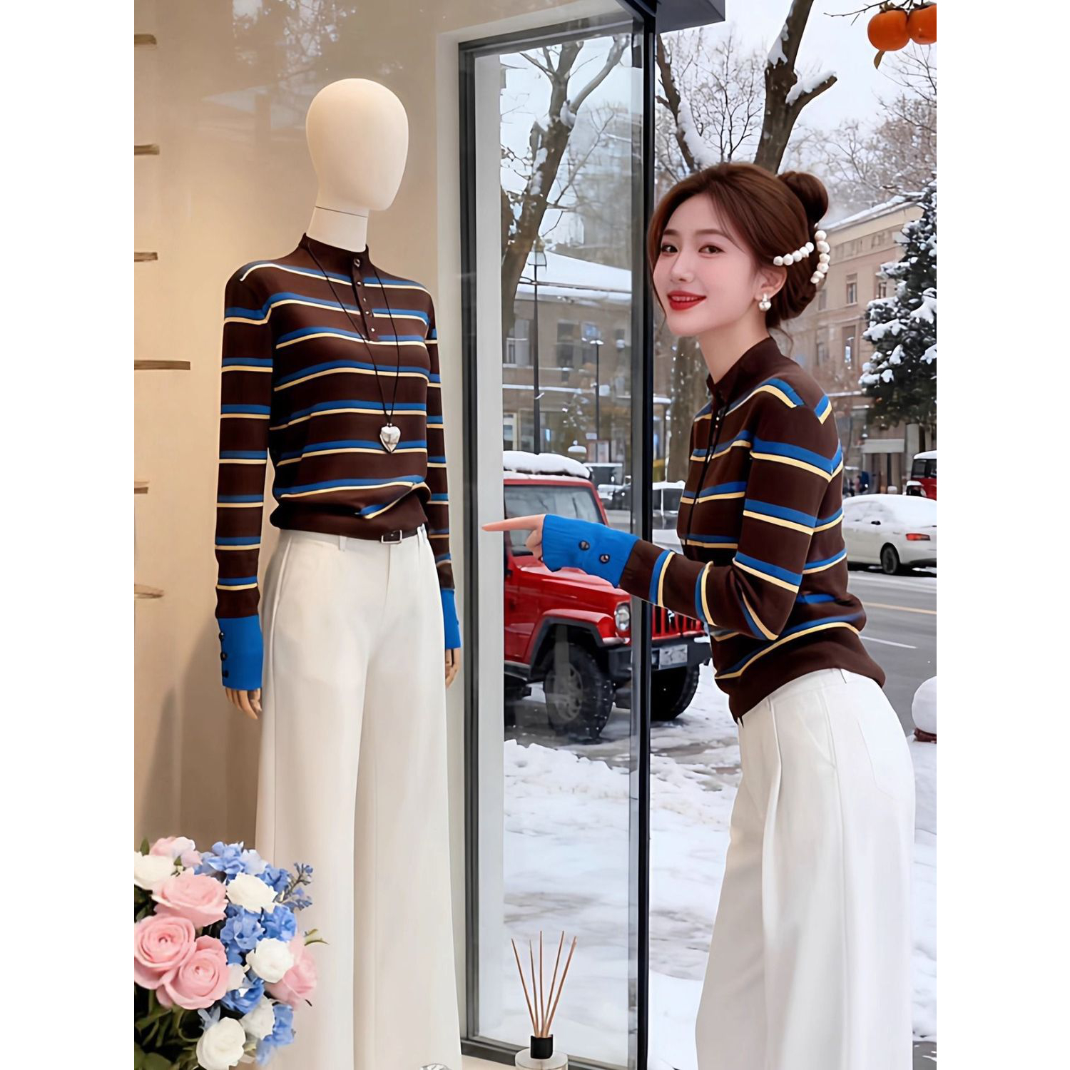 秋冬慵懒设计感修身显瘦软糯毛衣