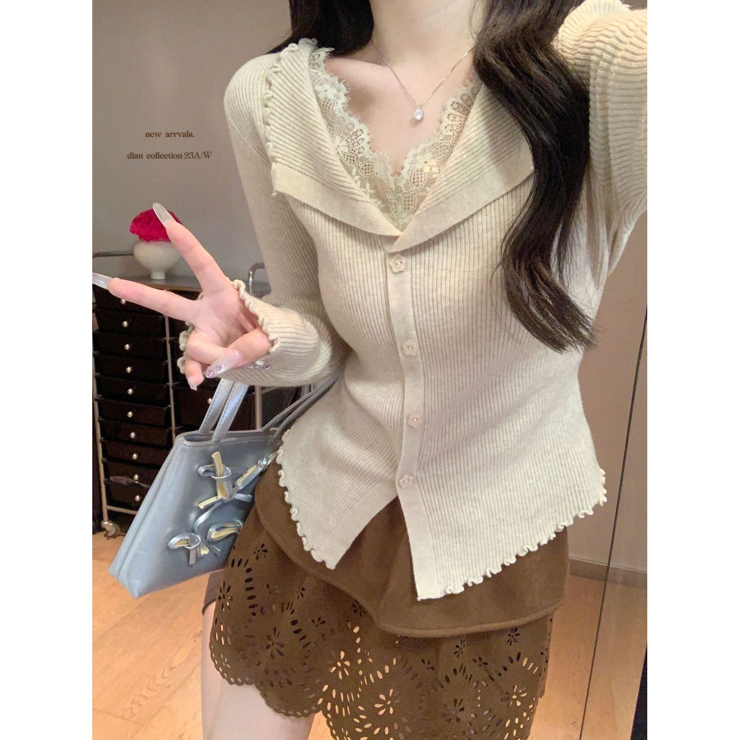 针织开衫上衣女秋冬显瘦内搭毛衣