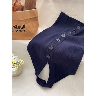 法式v领挂脖单排扣针织吊带背心女夏内外叠穿辣妹百搭露美背上衣