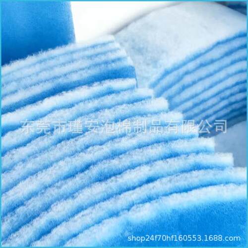 厂家量供白蓝大白空气过滤棉 G4可水洗蓝初效WFU棉应10mm防尘G3风