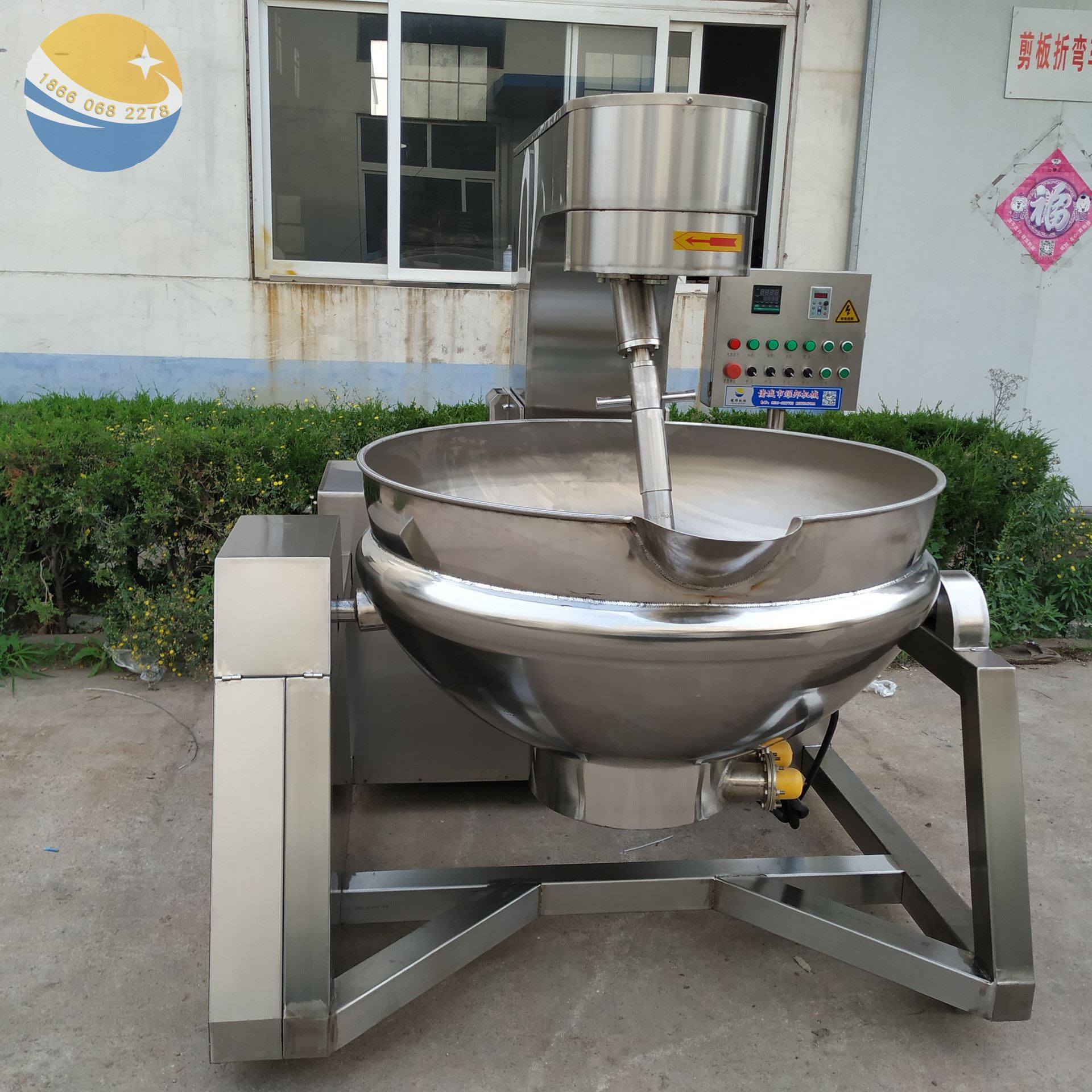 辣椒酱加工流水线成套加工设备 清洗搅碎炒制装瓶 豆瓣酱炒锅 8