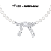 SHUSHUTONG YVMIN尤目 锡纸蝴蝶结珍珠项链锁骨链情人节礼物