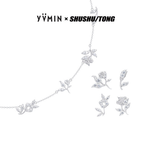 YVMIN尤目xSHUSHUTONG碎花项链锁骨链玫瑰花耳钉生日礼物女生