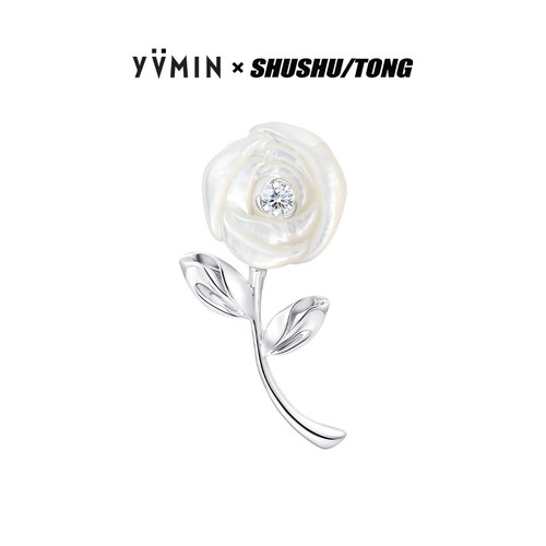 YVMIN尤目白色贝母大玫瑰耳钉