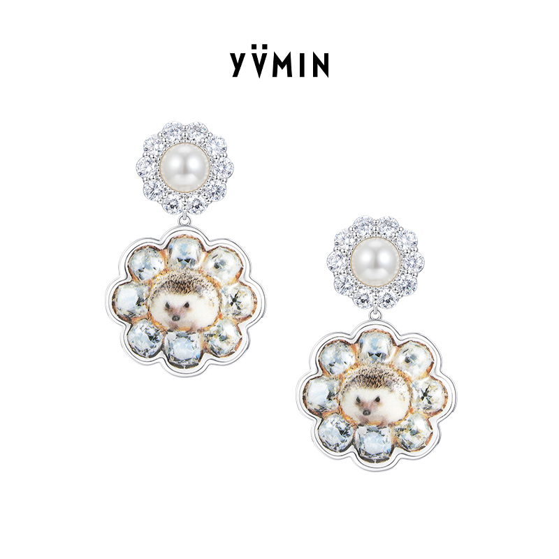 YVMIN尤目 刺猬印花陶瓷耳钉耳环设计师生日礼物新品