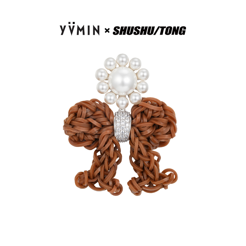 YVMIN尤目橡皮筋蝴蝶结珍珠耳环