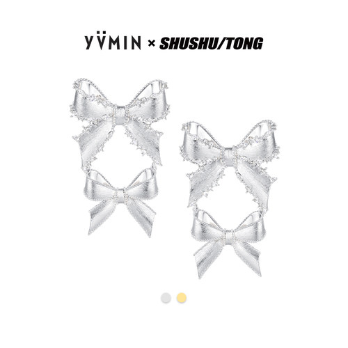 YVMIN尤目 x SHUSHUTONG 双蝴蝶结耳环耳饰生日礼物女生新品