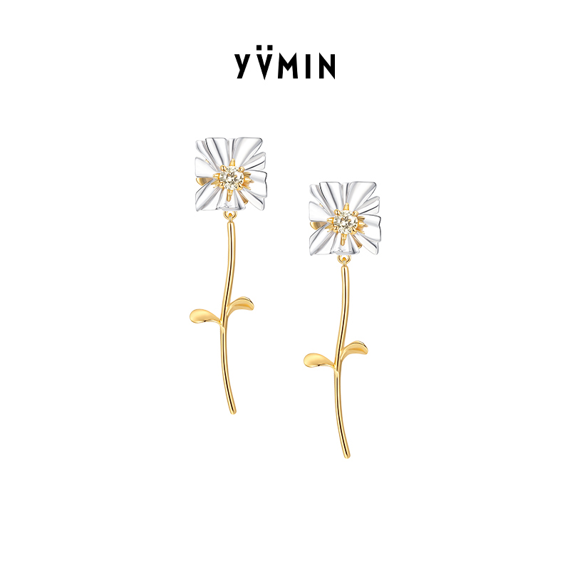 YVMIN尤目方花枝叶耳坠耳钉