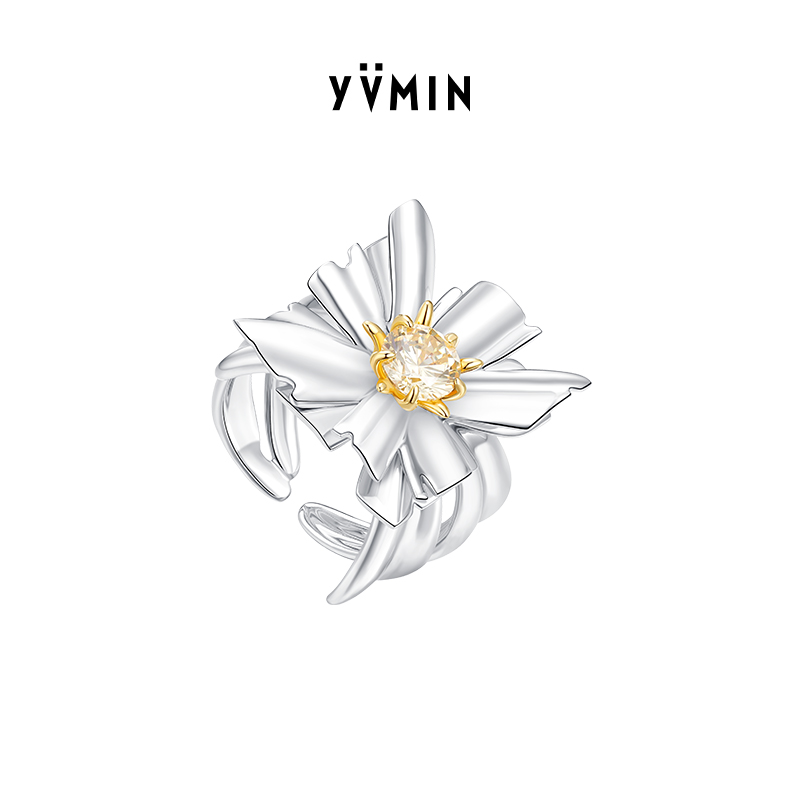 YVMIN尤目 大方花印章戒开口戒指设计师款生日礼物