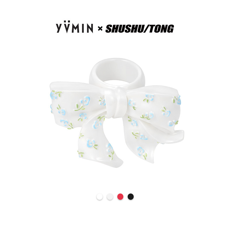YVMIN尤目 x SHUSHUTONG 树脂浮雕蝴蝶结戒指女款生日礼物新品