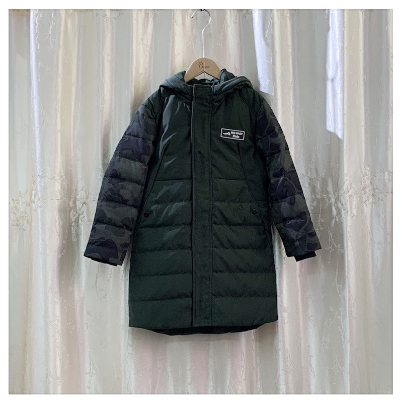 断码清仓 品牌童装62885 冬季男童保暖修身中长款羽绒服130 140