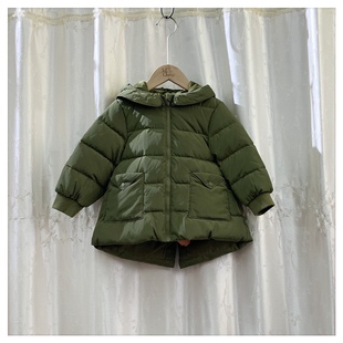 断码 品牌童装 巴家童装女童羽绒服 中长款 90 100码