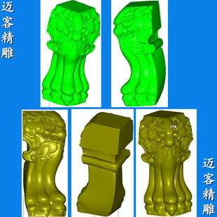 圆雕老虎桌腿精雕图仿古家具老虎头桌腿stl浮雕模型红木家具腿