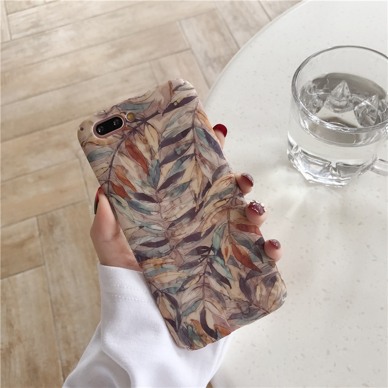 文艺复古叶子iPhonexsmax手机壳xr磨砂硬壳x/xs个性创意7plus/限时抢购