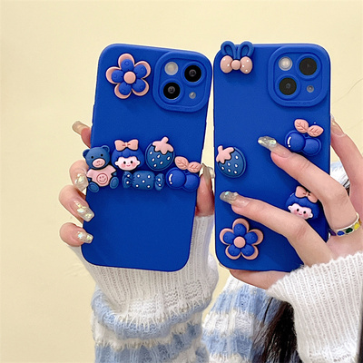 ins克莱因蓝立体花朵女孩