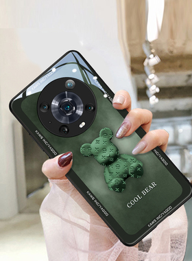 立体雾霾熊适用于荣耀magic4pro手机壳magic4新款magic3pro网红magic3至臻版honor女爆款高端潮时尚男绿色套