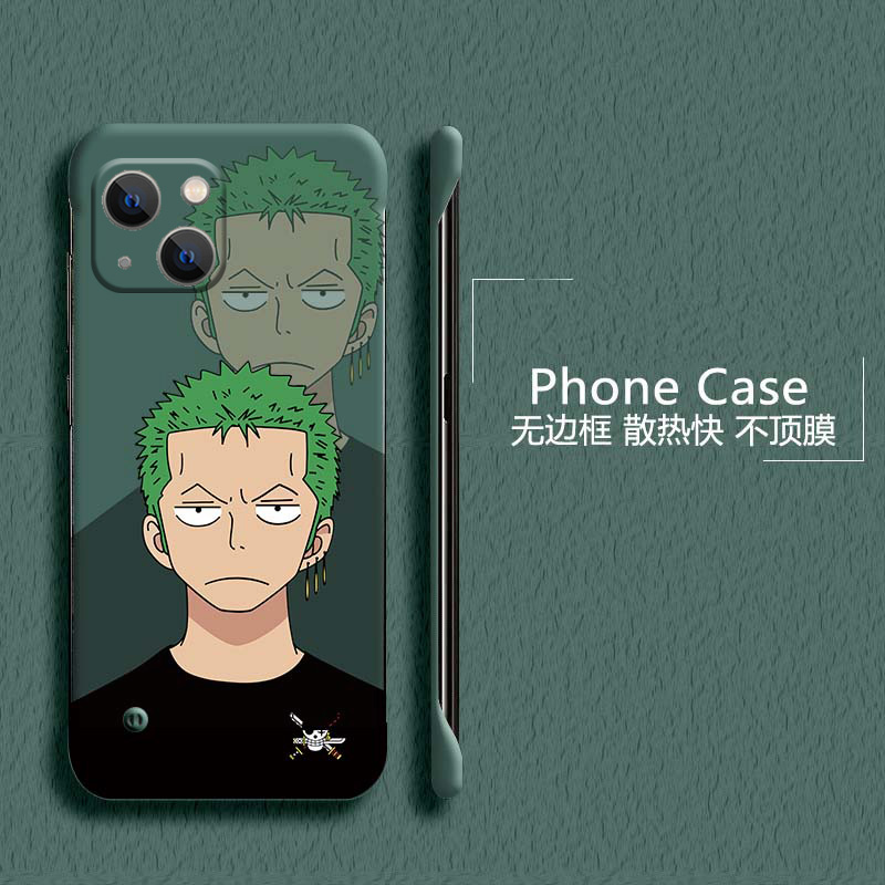 海贼王索隆适用苹果16手机壳iPhone15无边框14promax散热13mini新款12半包11薄xs硬8plus防摔7p保护se2套xr女