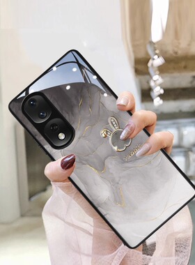 水墨兔适用荣耀90手机壳80pro新款50女生70高端30网红60创意v30玻璃pro时尚40潮牌20爆款30s简约v40全包男套