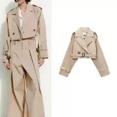Spring New Versatile British Style Loose-Fitting Belted Long-Sleeve Casual Trench Coat for Women 2010716