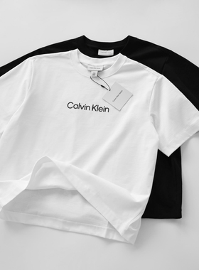 特价清仓 Calvin Klein重磅纯棉T恤女士夏季简约休闲字母LOGO短袖
