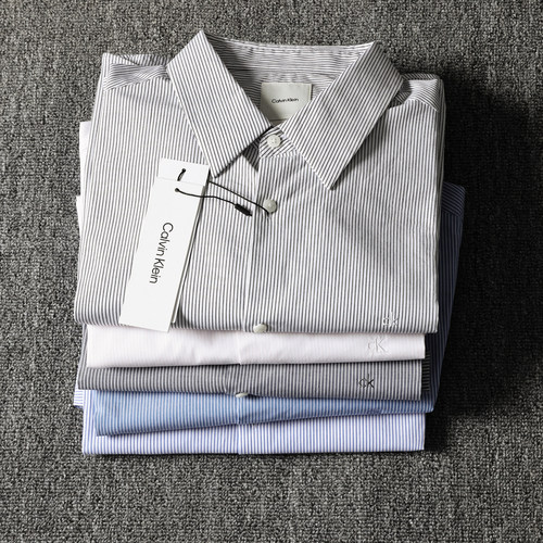 CalvinKlein条纹衬衫长袖衬衣男