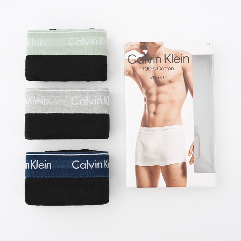 美国正品 Calvin Klein男士平角内裤ck短裤logo棉质透气3条礼盒装