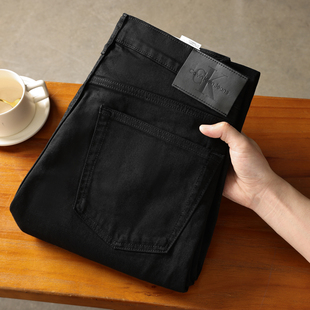 正品 CK通勤长裤 Calvin 男士 潮 Klein舒适直筒微弹黑色牛仔裤 美版