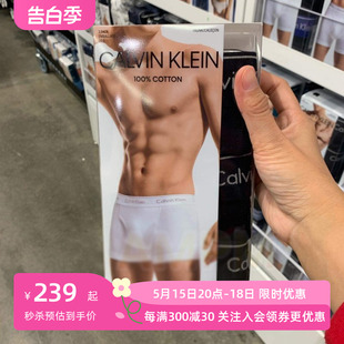 Calvin Klein男士 平角内裤 美国正品 ck短裤 logo棉质透气3条礼盒装