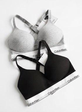 Calvin Klein摩登引力带无钢圈美背性感内衣CK提花女士文胸QF8500