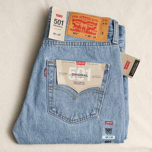美版正品李维斯501浅色牛仔裤男