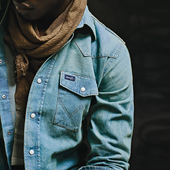 US联名款 The Wrangler Last 末日风感染水洗做旧牛仔衬衫 潮