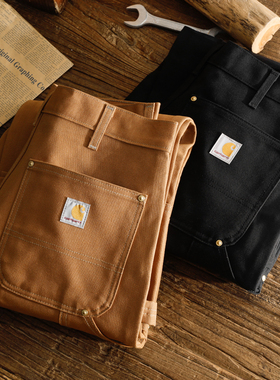 Carhartt卡哈特B01美式重磅帆布双膝工装裤男宽松直筒休闲伐木裤