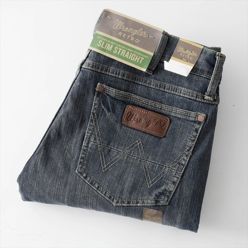 wrangler威格磨白直筒牛仔裤男士