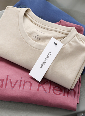 美版正品 CK Jeans夏季简约字母T恤男士休闲通勤圆领短袖40BC812