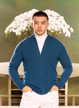 拉链纯山羊绒开衫长袖纯色针织衫加厚冬季内搭Allen Xie艾伦谢
